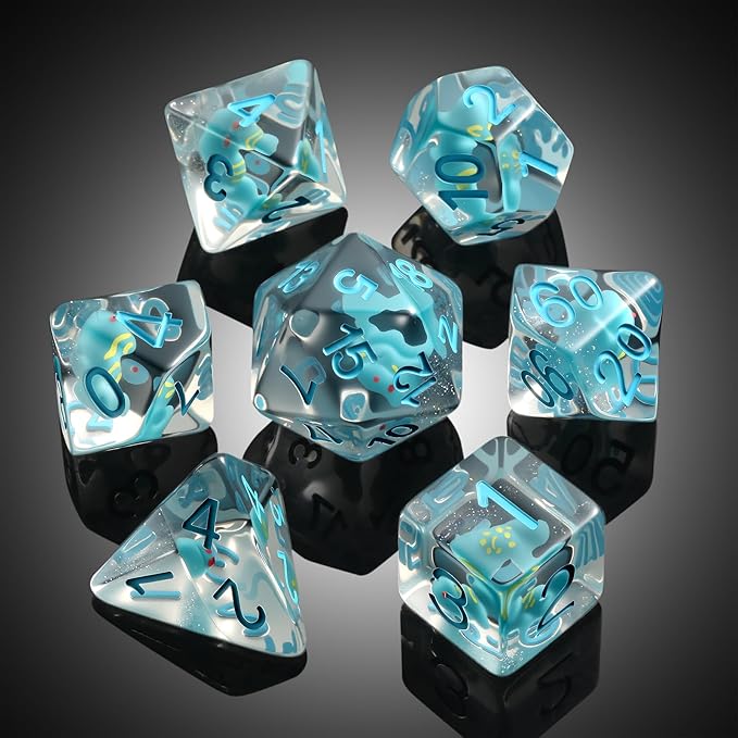 Resin Dice Set Chameleon - Set de 7 Dados de Resina con Camaleón
