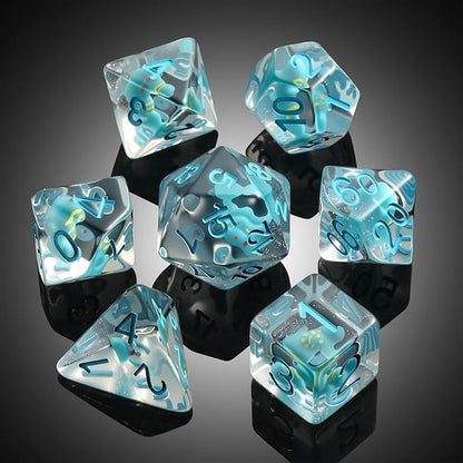 Resin Dice Set Chameleon - Set de 7 Dados de Resina con Camaleón