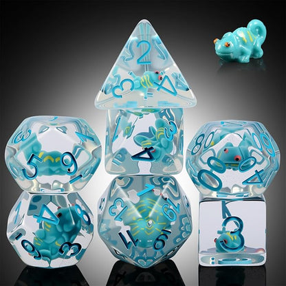 Resin Dice Set Chameleon - Set de 7 Dados de Resina con Camaleón