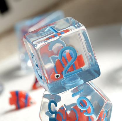 Resin Dice Set Angelfish - Set de 7 Dados de Resina con Pez Ángel