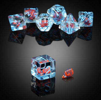 Resin Dice Set Angelfish - Set de 7 Dados de Resina con Pez Ángel