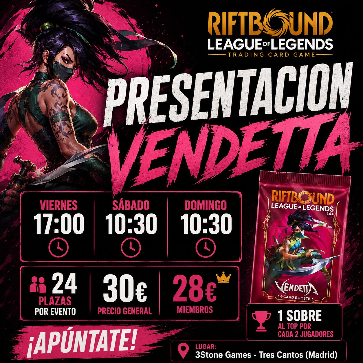 Presentación Vendetta – Riftbound League of Legends TCG en Three Stones Games