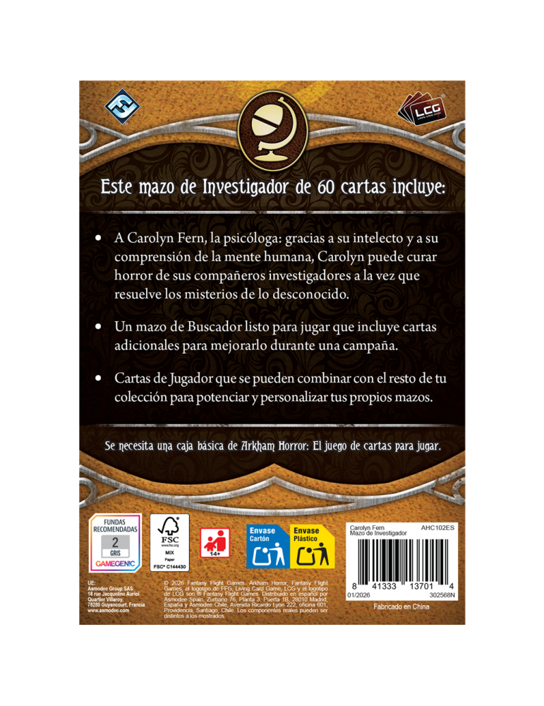 Arkham Horror LCG - Mazo de Investigador: Carolyn Fern