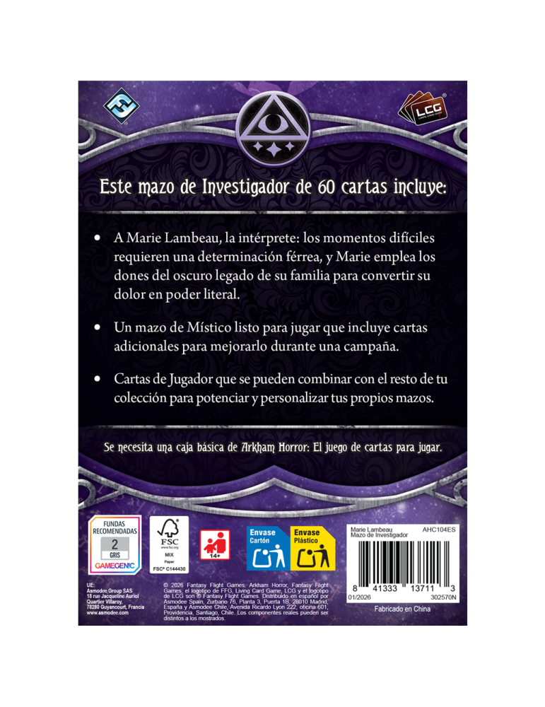 Arkham Horror LCG - Mazo de Investigador: Marie Lambeau