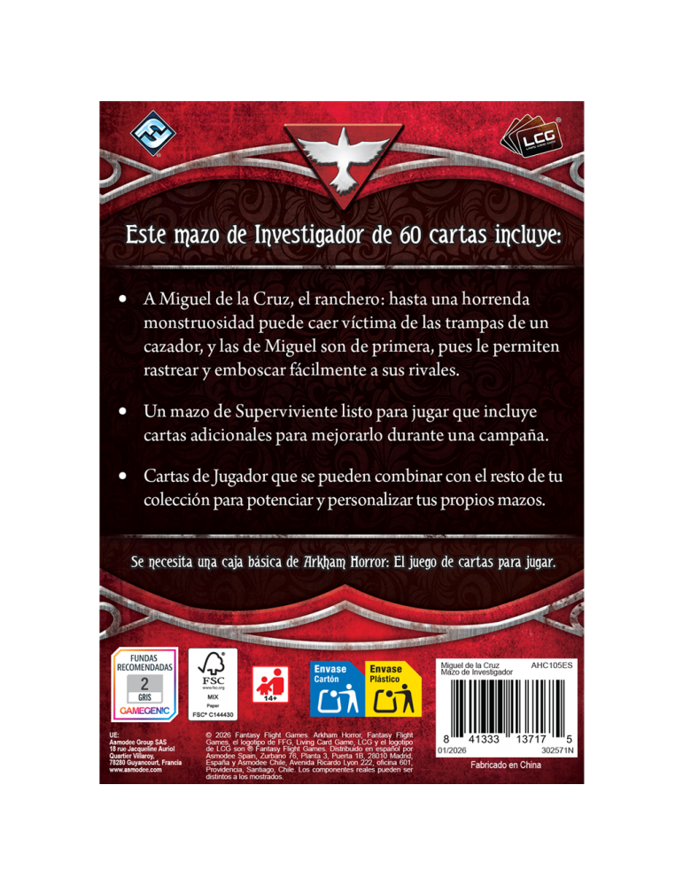 Arkham Horror LCG - Mazo de Investigador: Miguel Ángel de la Cruz