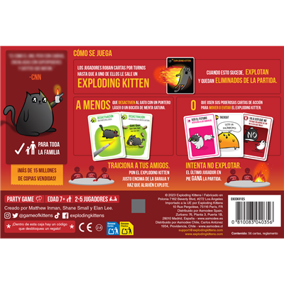 Exploding Kittens - Juego de Cartas Estratégico y Divertido para Toda la Familia