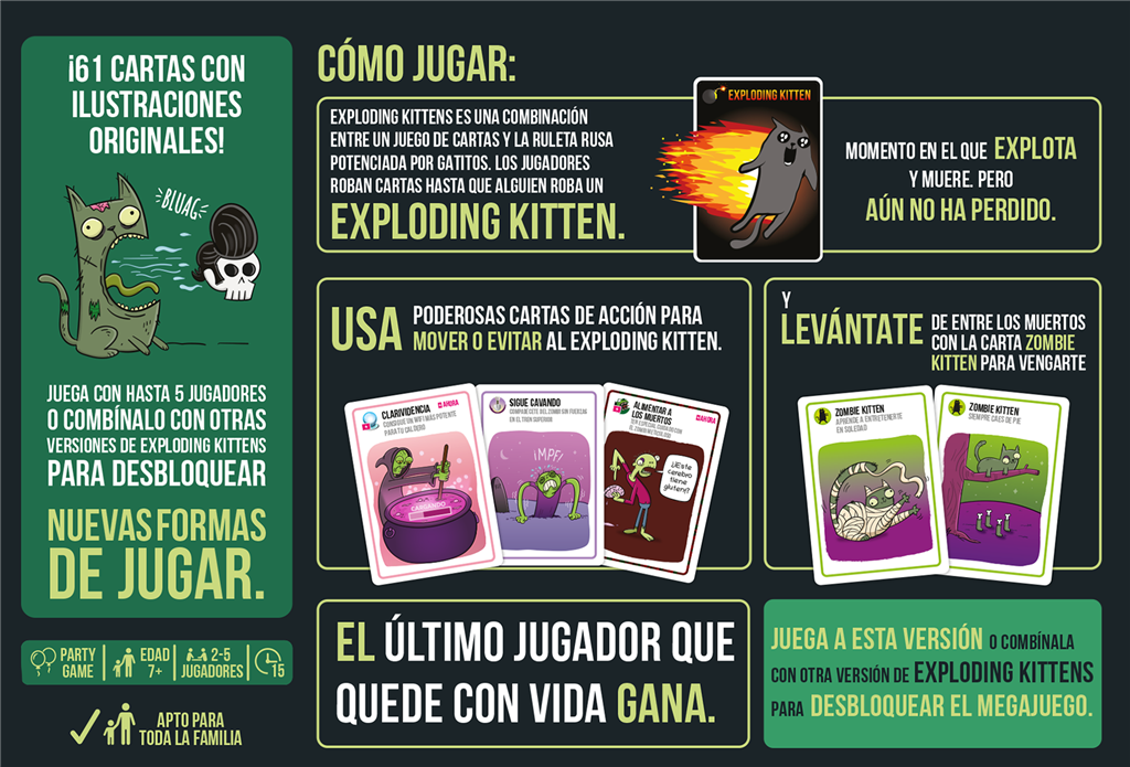 Zombie Kittens - Juego de Cartas de Estrategia y Humor