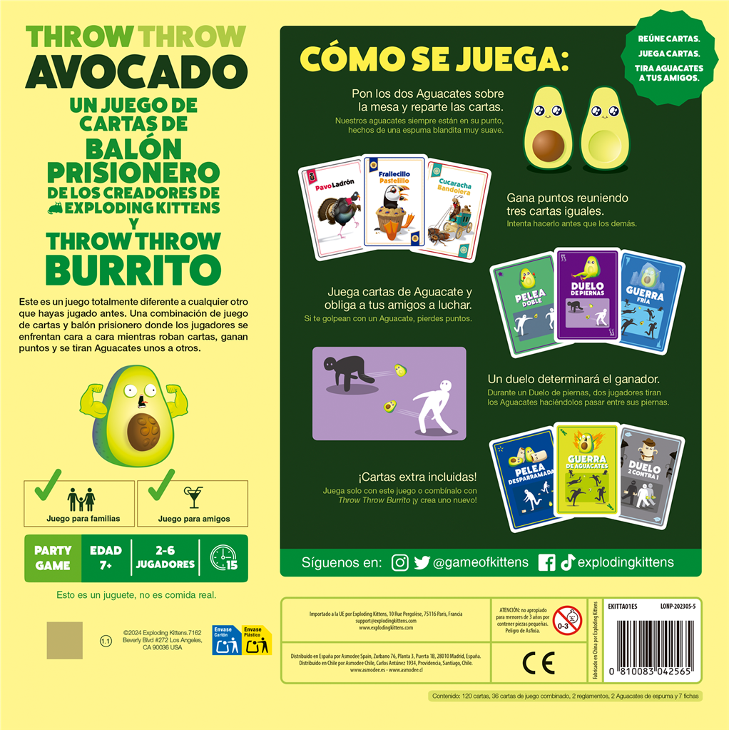 Throw Throw Avocado - Juego Mesa Cartas Acción Aguacates