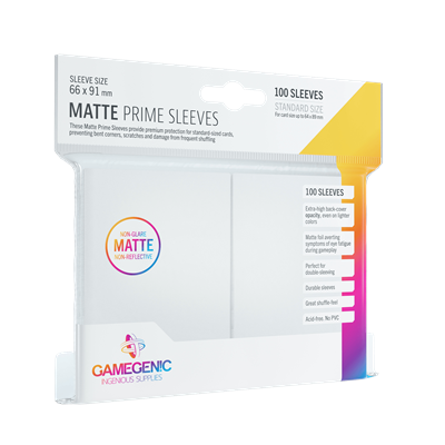 Gamegenic Pack Matte Prime Sleeves White (100)