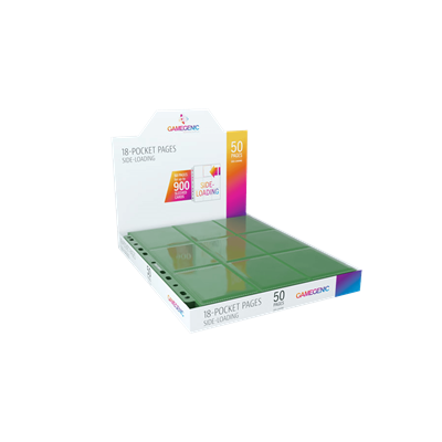 Gamegenic Sideloading 18-Pocket Pages Green - Display 50 Hojas