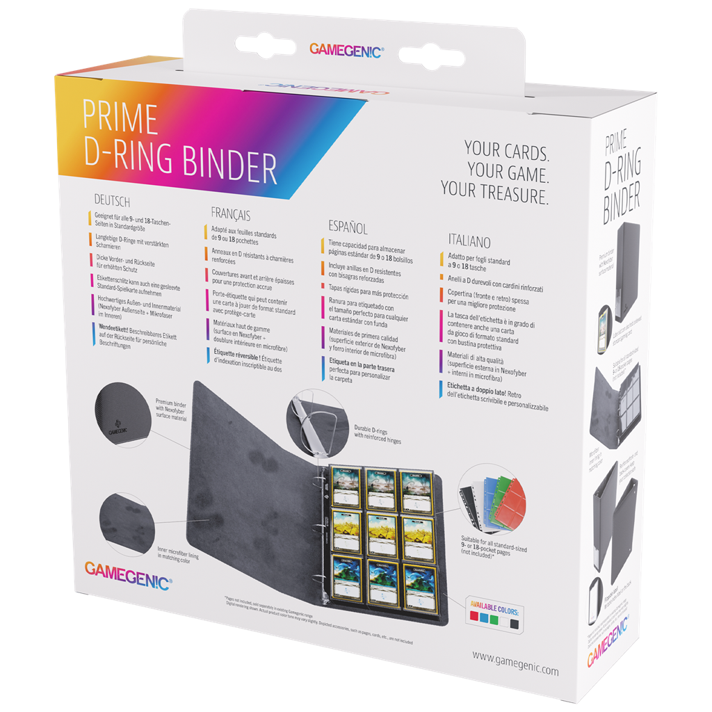 Gamegenic - Prime D-Ring-Binder Black - Archivador de Anillas para Cartas