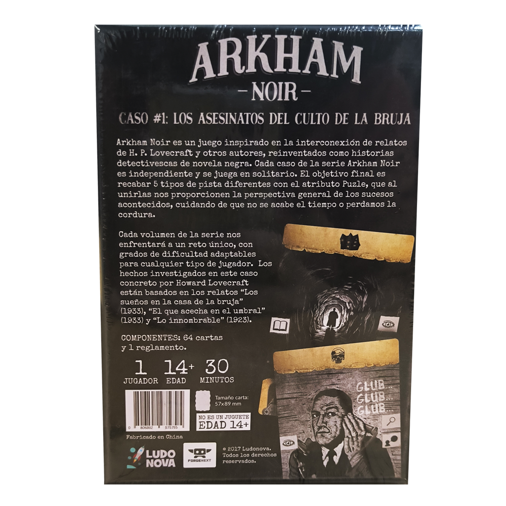 Arkham Noir 1 Asesinatos del Culto de la Bruja - Juego de Cartas en Solitario