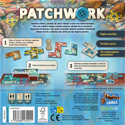 Patchwork - Juego de Mesa Estrategia para 2 Jugadores