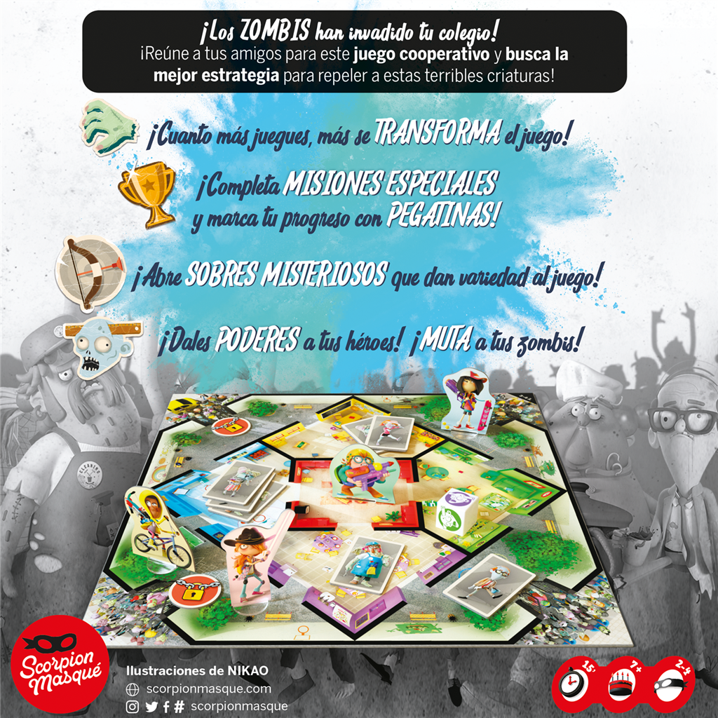 Zombie Kidz Evolution - Juego de Mesa Cooperativo Legacy que Evoluciona | Defiende tu Escuela de Zombis