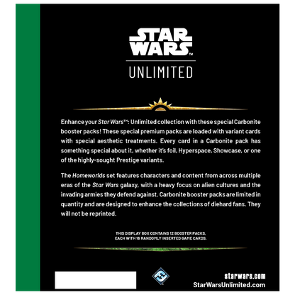 Star Wars Unlimited: Homeworlds Carbonite Booster Display (12) - Inglés